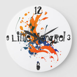 Amusante petite horloge ronde Mongrel