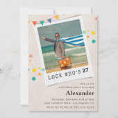 Amusante Photo 27e anniversaire invitations Hommes (Devant)