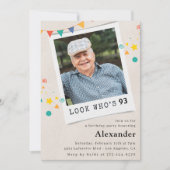 Amusante Photo Men Invitations de 93e anniversaire (Devant)