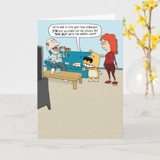 Amusante Questions Chien Couch Privelages Carte An (Fleur jaune)