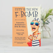 Amusante Retro 50e anniversaire F-Bomb Invitation (Debout devant)