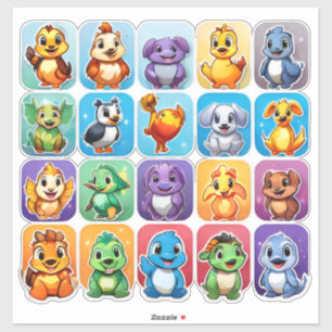 Amusante set van cartoon dierlijke stickers