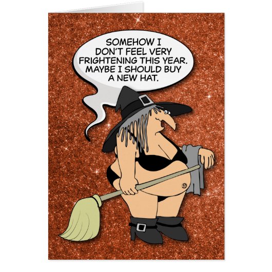 Amusante sorcière grasse dans une carte d'Hallowee (Devant)