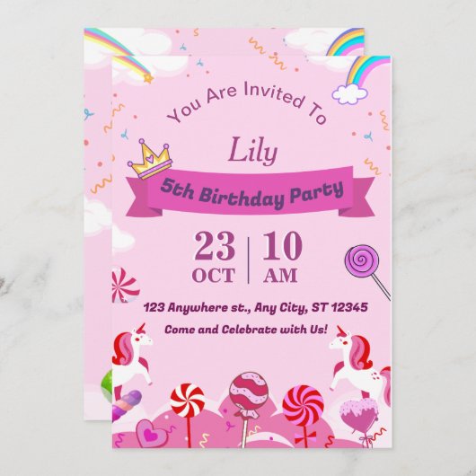 Amusants Anniversaire Fête Invitation (Devant / Derrière)