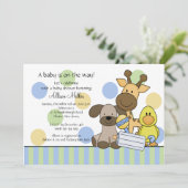Amusants Bébés Animaux Invitation Baby shower (Debout devant)