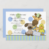 Amusants Bébés Animaux Invitation Baby shower (Devant / Derrière)