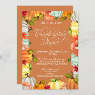 Amusants Citrouille Thanksgiving Diner Invitation
