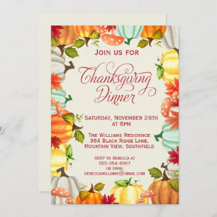 Amusants Citrouille Thanksgiving Diner Invitation