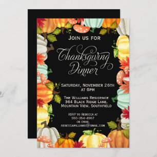 Amusants Citrouille Thanksgiving Diner Invitation