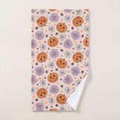 Amusants Citrouilles d'Halloween et Fleurs Motif (Serviette à main)