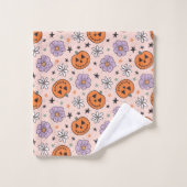 Amusants Citrouilles d'Halloween et Fleurs Motif (Gant de toilette)