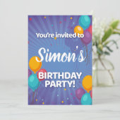 Amusants Confetti & Ballons Invitation de fête d'a (Debout devant)