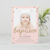 Amusants Confetti Baptême Invitation - Rose (Debout devant)