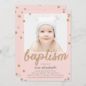 Amusants Confetti Baptême Invitation - Rose (Devant / Derrière)