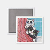 Amusants Dans La Douche - Aimant Chat (Recto/Verso)