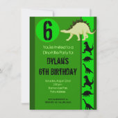 Amusants Dinosaure Vert Anniversaire Invitations (Devant)