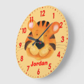 Amusants enfants tigre nom orange murale horloge (Angle)