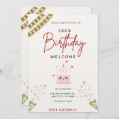 Amusants et colorés Invitation de fête d'anniversa (Devant / Derrière)