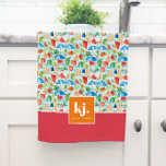 Amusants Été Élégant Monogramme Serviette de cuisi<br><div class="desc">Aquarelles d'été colorées mélangées avec blocage de couleurs audacieuses et votre monogramme. Passez des couleurs pour ajouter un peu de gaieté. Célébrez le dynamisme de l'été avec une palette de couleurs captivante. Ces tons vifs et enchanteurs se marient harmonieusement, évoquant l'esprit joyeux de la saison et créant une ambiance visuellement...</div>