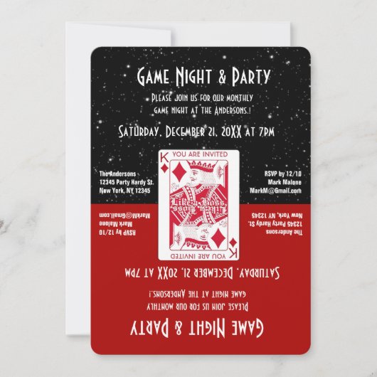 Amusants Jeu Nuit Invitation (Devant)