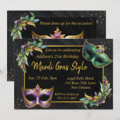 Amusants Mardi Gras Anniversaire Carte Invitation (Devant / Derrière)