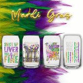 Amusants Mardi Gras Designs Imprimé Can Glass Set