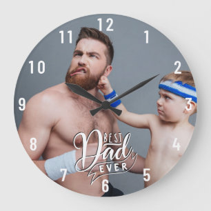 Amusants Meilleur Papa Jamais Photo Grosse Horloge