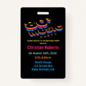 Amusants Neon 80's Music Anniversaire Badge (Devant)