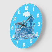 Amusants nom train bleu et blanc horloge murale (Angle)