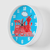 Amusants nom train rouge et bleu horloge murale (Angle)