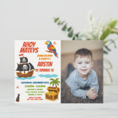 Amusants Pirate Anniversaire Invitation avec photo (Debout devant)