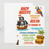 Amusants Pirate Invitation Anniversaire (Devant / Derrière)