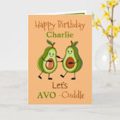 Amusants Pun Avocado AVO-Cuddle Carte de voeux Ann (Fleur jaune)