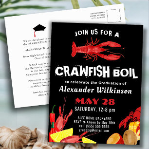 Amusants Script Crawfish Graduation BBQ Invitation