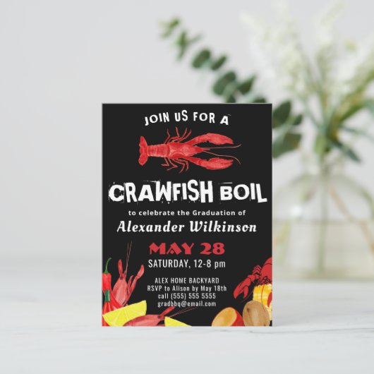 Amusants Script Crawfish Graduation BBQ Invitation (Debout devant)