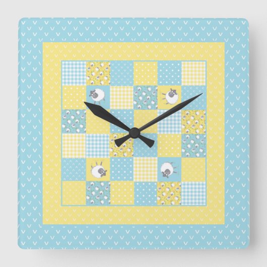 Amusants Sheep gallois, Faux Patchwork, Horloge mu (Recto)
