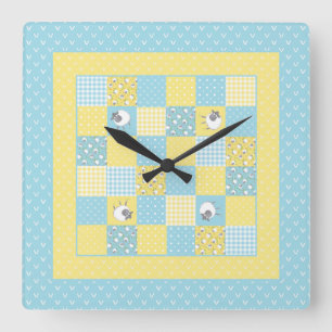 Amusants Sheep gallois, Faux Patchwork, Horloge mu