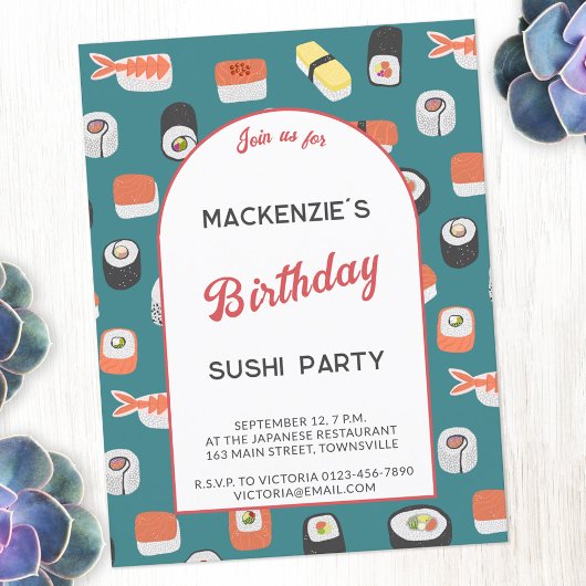 Amusants Sushi Anniversaire Fête Invitation