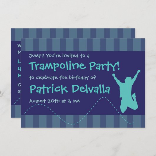 Amusants Trampoline Invitations de fête d'annivers (Devant / Derrière)