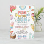 Amusement au soleil, invitation à la fête de fin d (Debout devant)