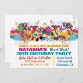Amusement Beach Stuff Beach Fête Invitations (Devant / Derrière)