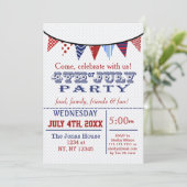 Amusement Bunting Juillet 4 Fête Invitation (Debout devant)