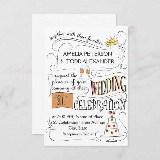 Amusement, conception colorée de faire-part de (Devant / Derrière)