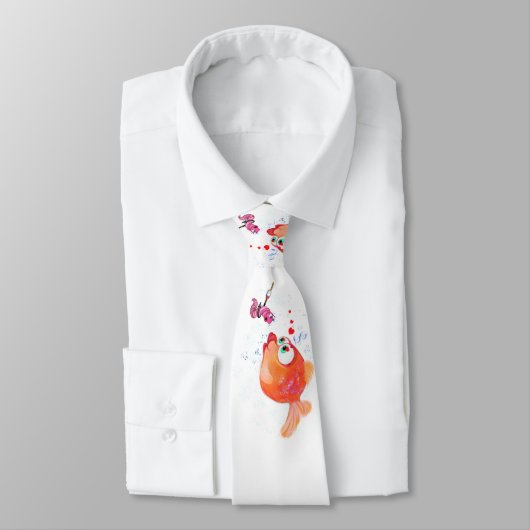 Amusement Cravate de poisson et ver - Texte person (Attaché)