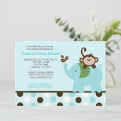 Amusement dans la Jungle Elephant Invitation - Blu (Debout devant)