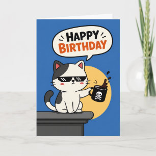 Amusement de chat cool Carte de voeux d'anniversai