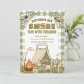 Amusement de S'more vert avec invitation d'anniver (Debout devant)