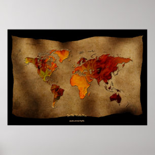 Amusement Décor "Ye Olde Worlde Map" Poster d'Art