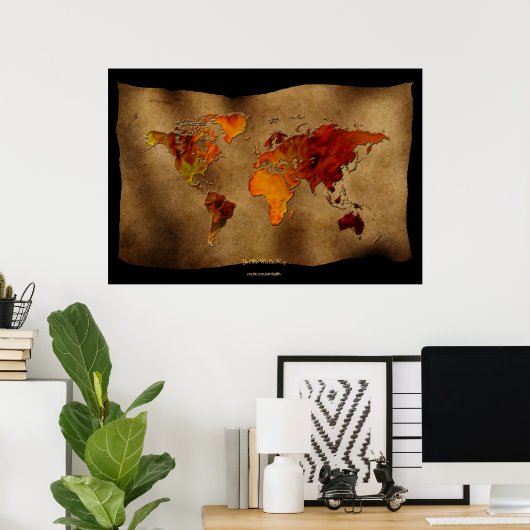 Amusement Décor "Ye Olde Worlde Map" Poster d'Art (Bureau à domicile)