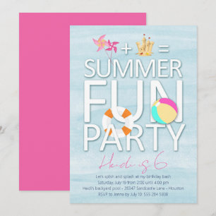 Amusement d'été Anniversaire Fête Invitation